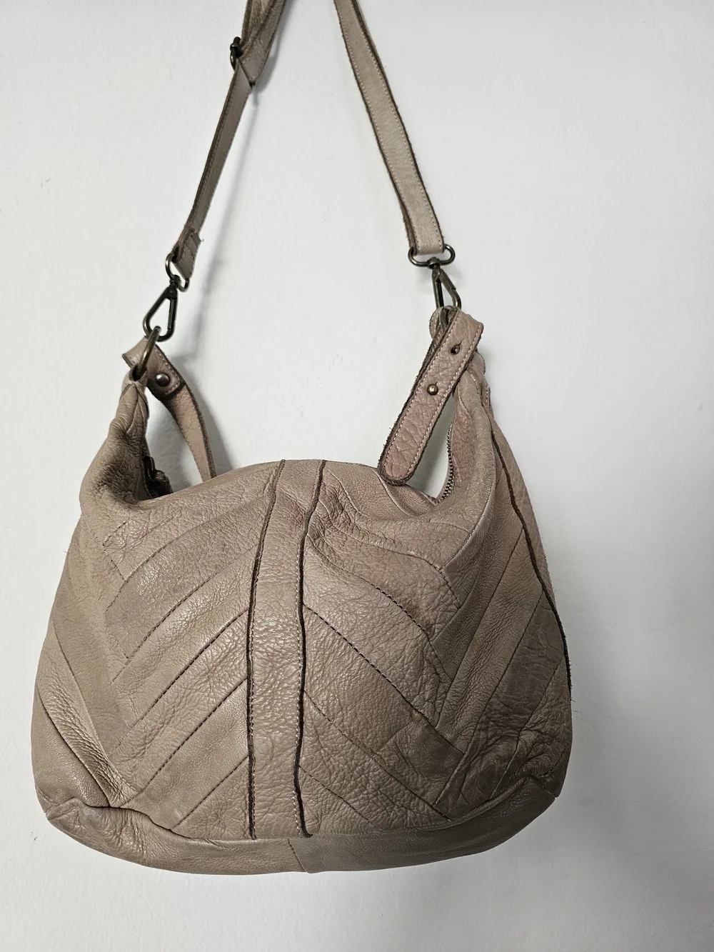 Lucky Brand Neutral Taupe Hobo Shoulder Bag